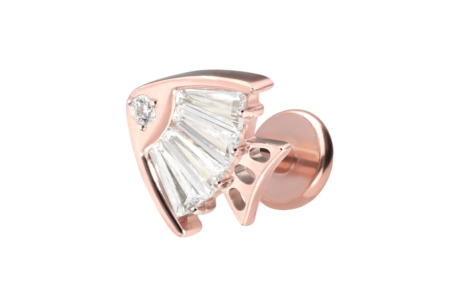 Titan Labret Piercing mit Push Fit KRISTALLFISCH